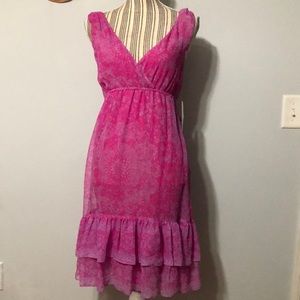 Ella Moss Sleeveless Pink spring/summer silk ruffled dress small